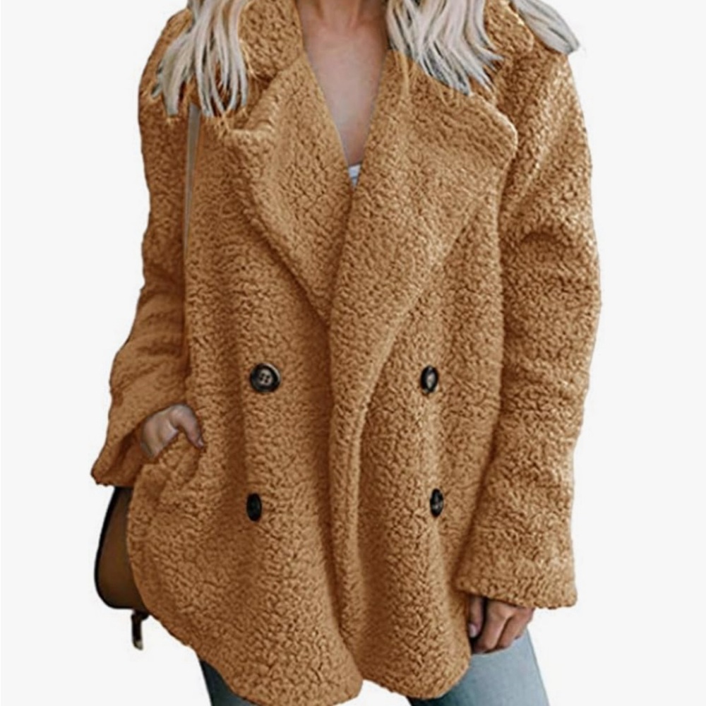Women’s Faux Shearling Teddy Coat - Camel
